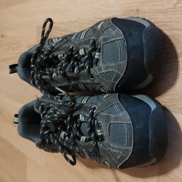 🏔️ Khombu Mens Brown Gray Leather/Manmade Lace-Up Hiking Athletic Shoes Size 8 - Picture 1 of 10
